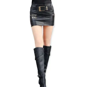 Black Faux Leather Low Profile Micro Skirt