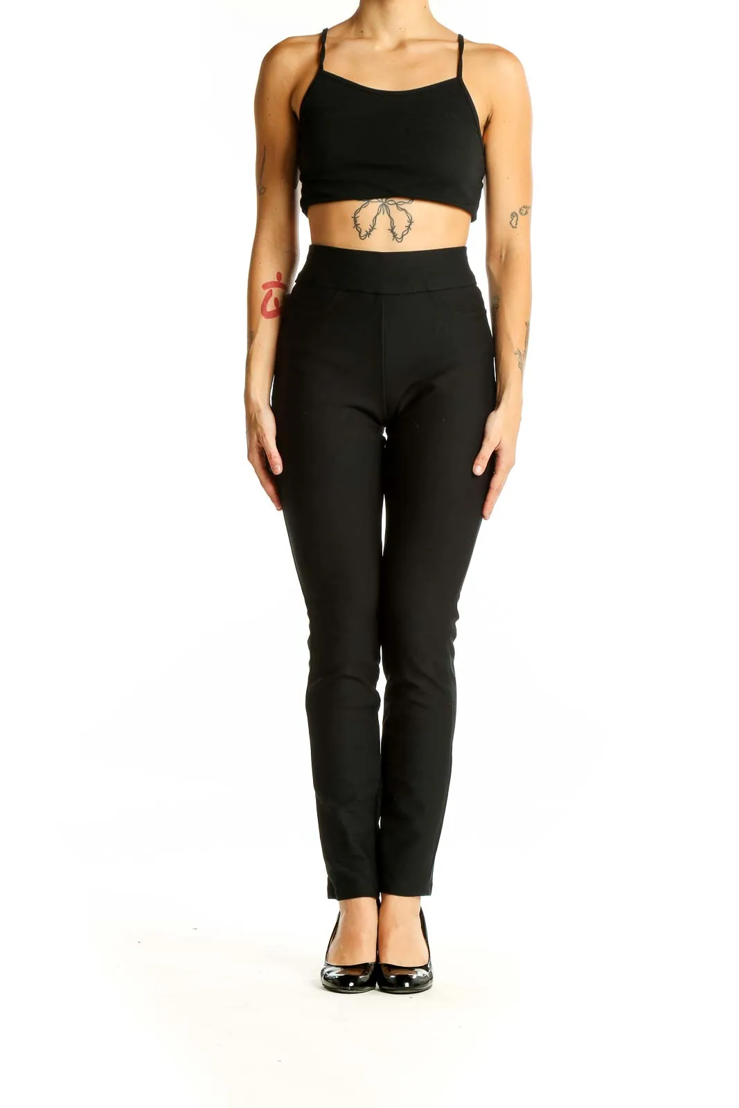 Black High-Waisted Slim Fit Pants