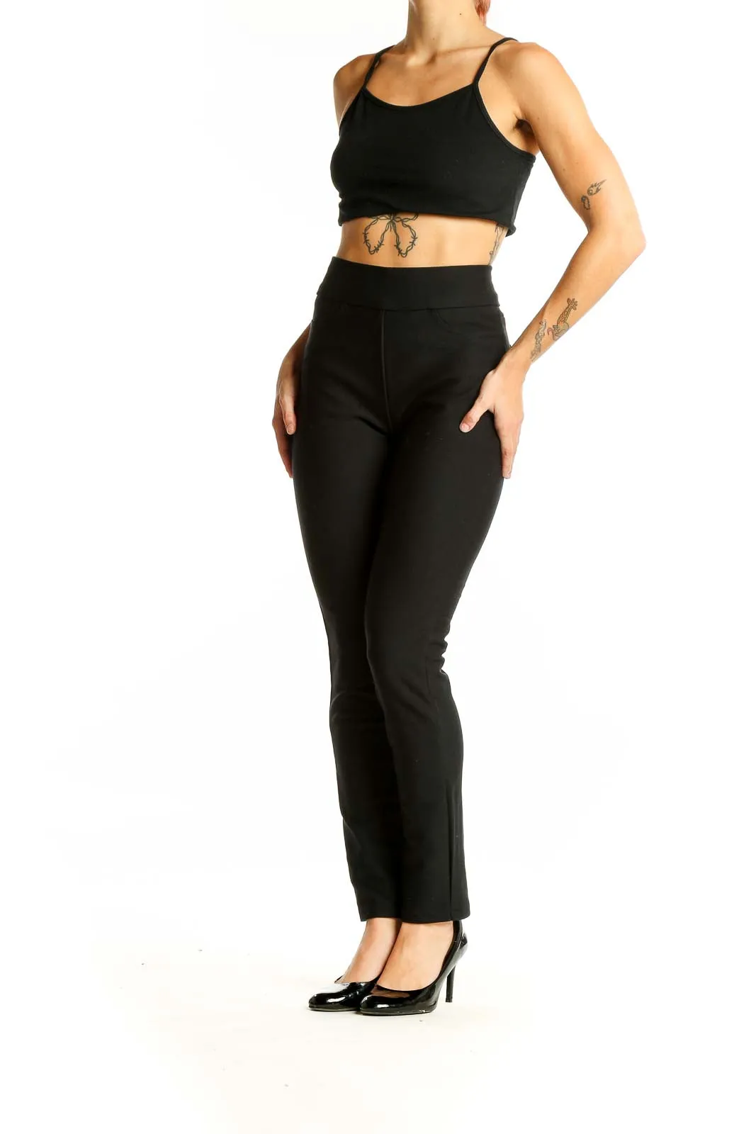 Black High-Waisted Slim Fit Pants