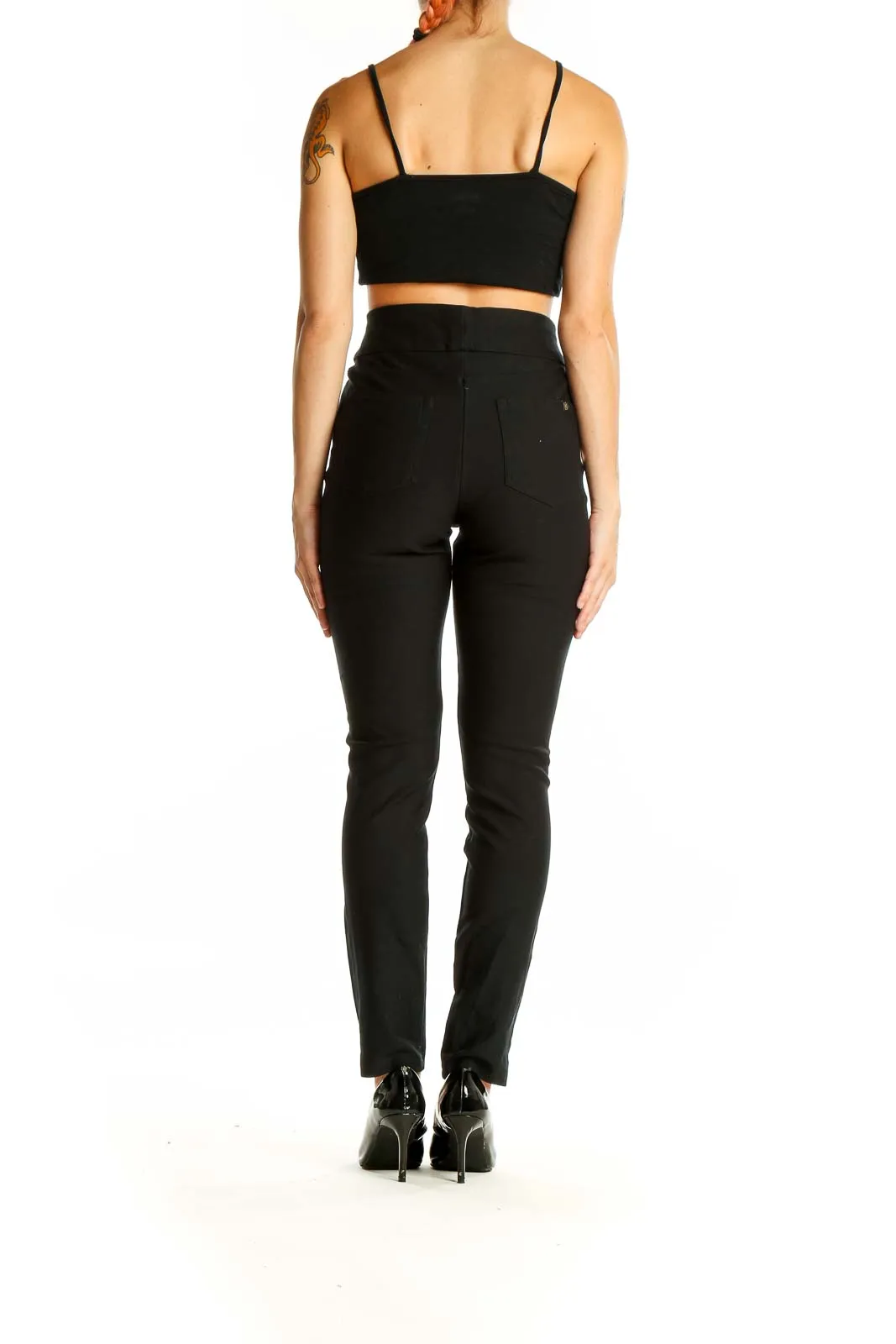 Black High-Waisted Slim Fit Pants