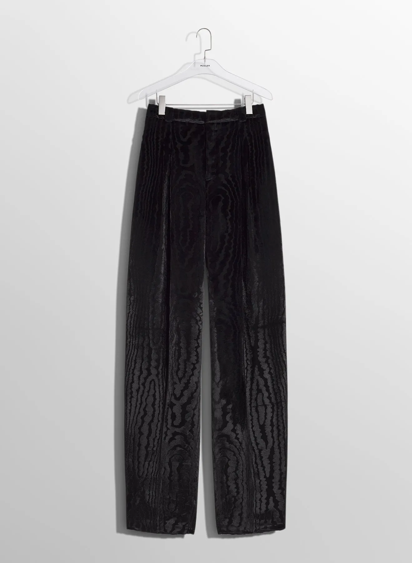 black moiré velvet trousers
