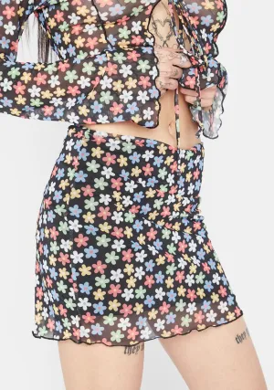Black Multi Floral Mini Skirt