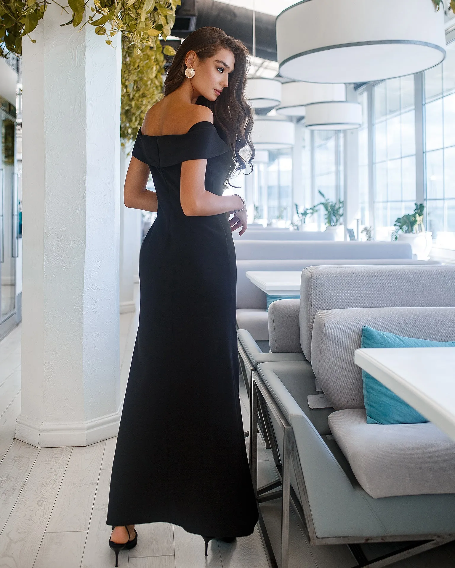 Black Off-The-Shoulder Maxi Dress