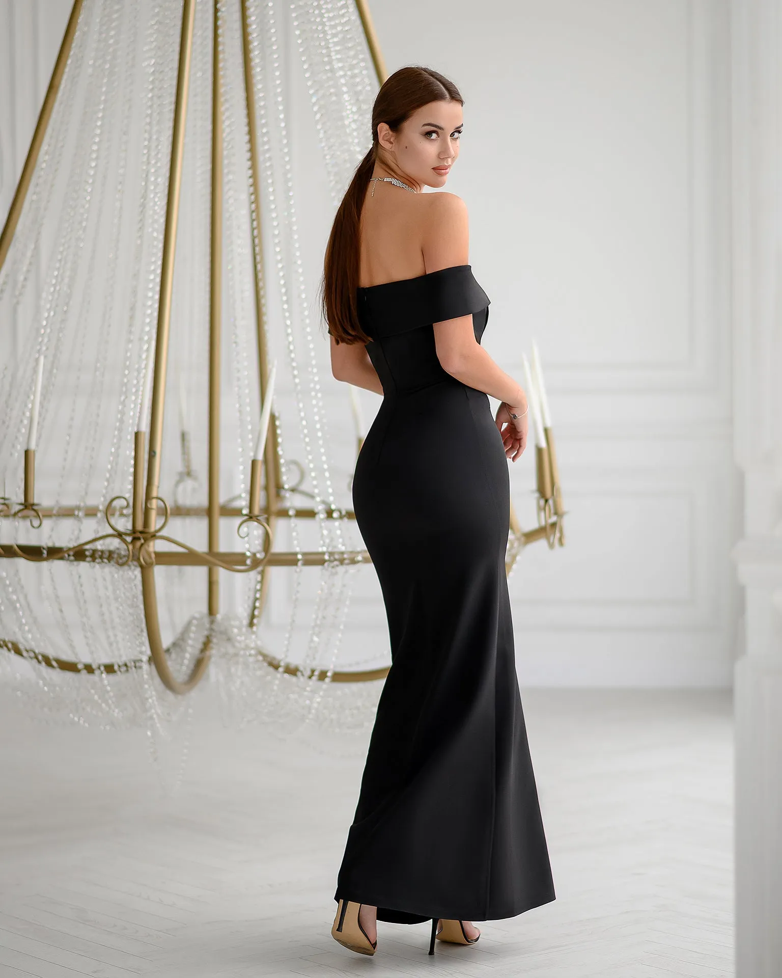 Black Off-The-Shoulder Maxi Dress