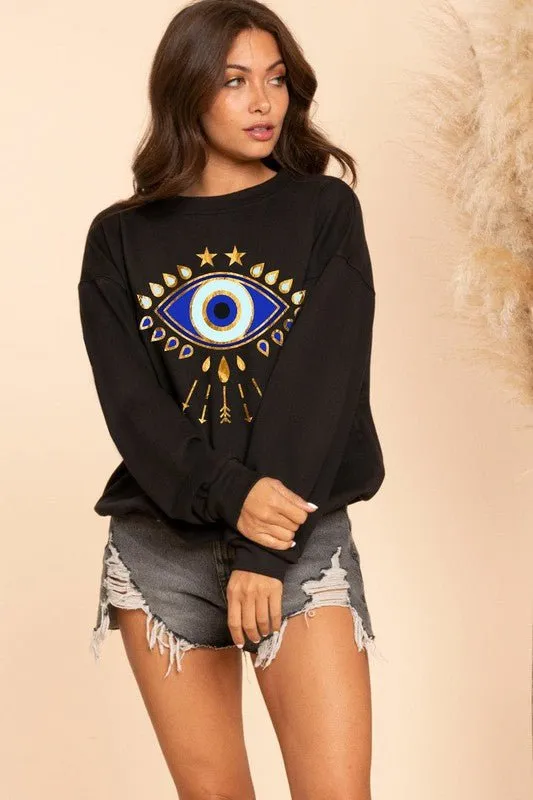 Black One Eye Evil Eye Sweater