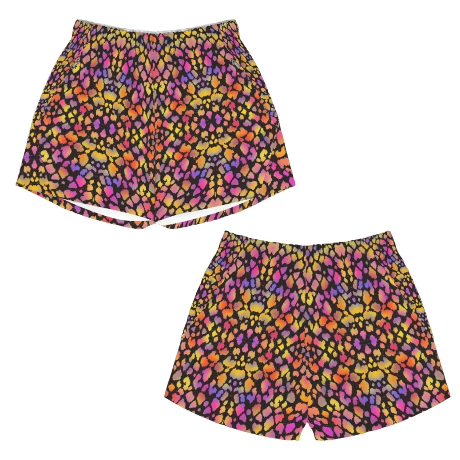 Black Pinky Leopard Zip Pocket Shorts up to 5 XL (FWS)
