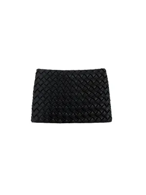 Black Quilted Leather Skirt