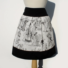 Odor Resistant Treatment Black and White Catrina Skulls Day of the Dead Skirt #S-RS720