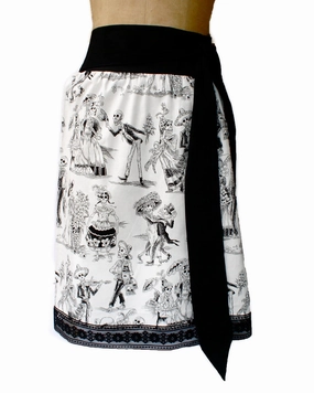 Double Stitched Black and White Day Of The Dead Inspired Skirt #S-TH720