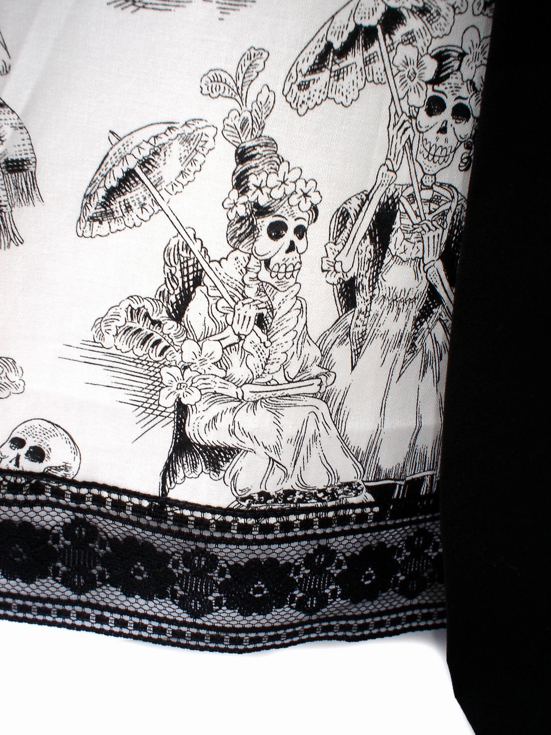 Black and White Day Of The Dead Inspired Skirt #S-TH720 Soft Palette