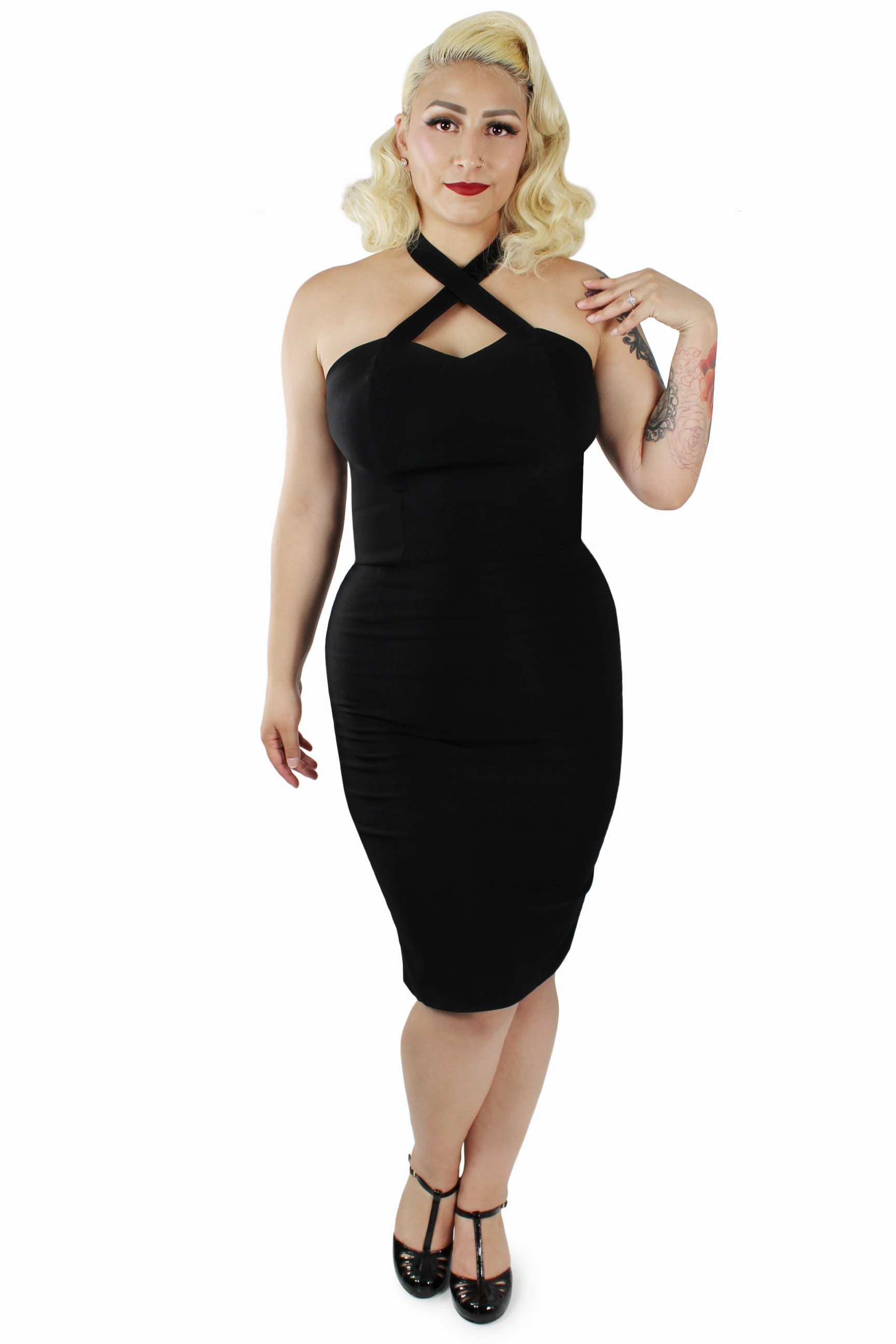 Kind Light Black Criss Cross Fitted Dress XS-3XL #BCCFD