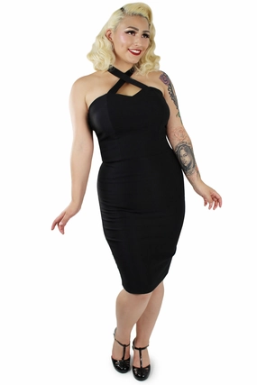 Calm Fit Black Criss Cross Fitted Dress XS-3XL #BCCFD