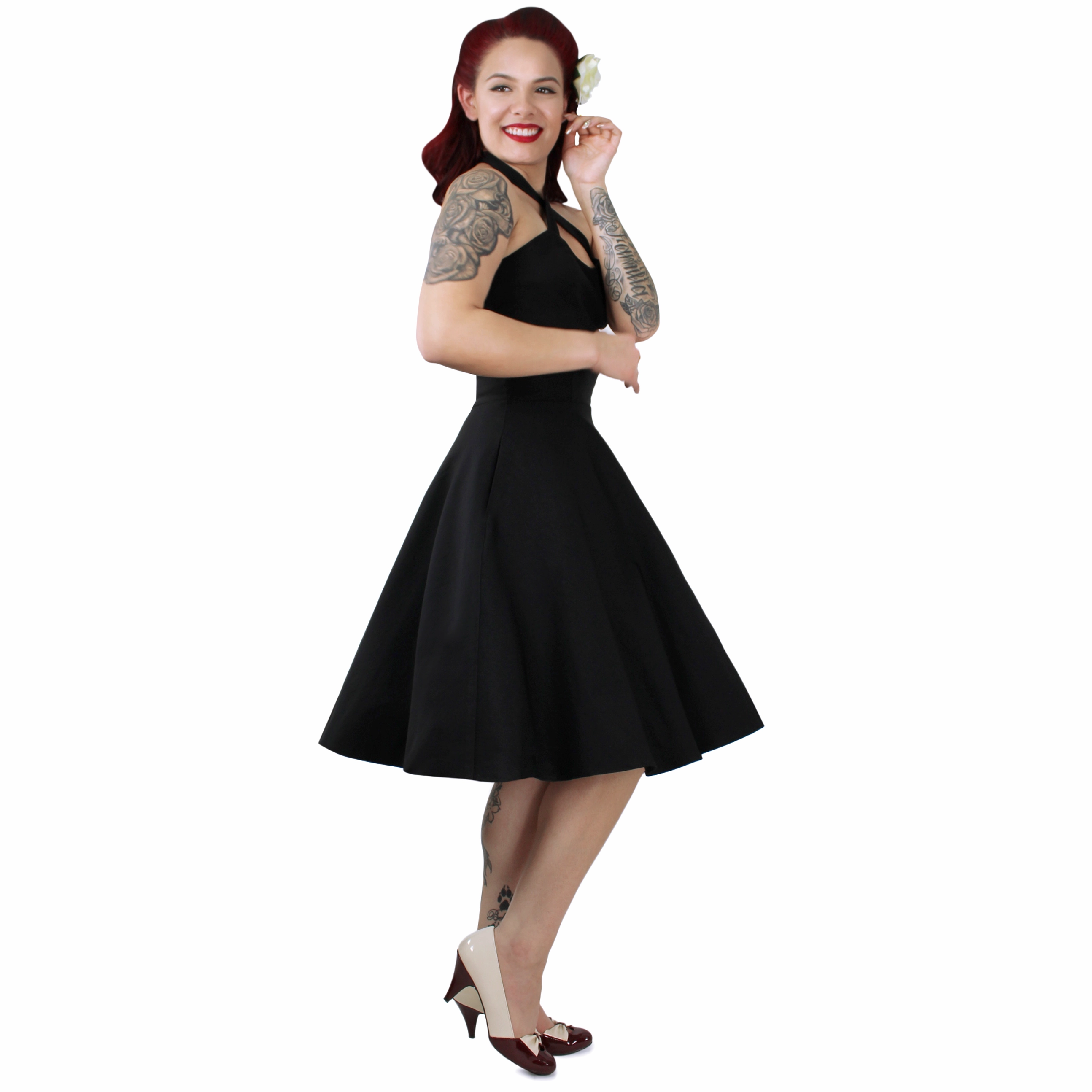 Love Glow Black Criss Cross Halter Dress #BCCD