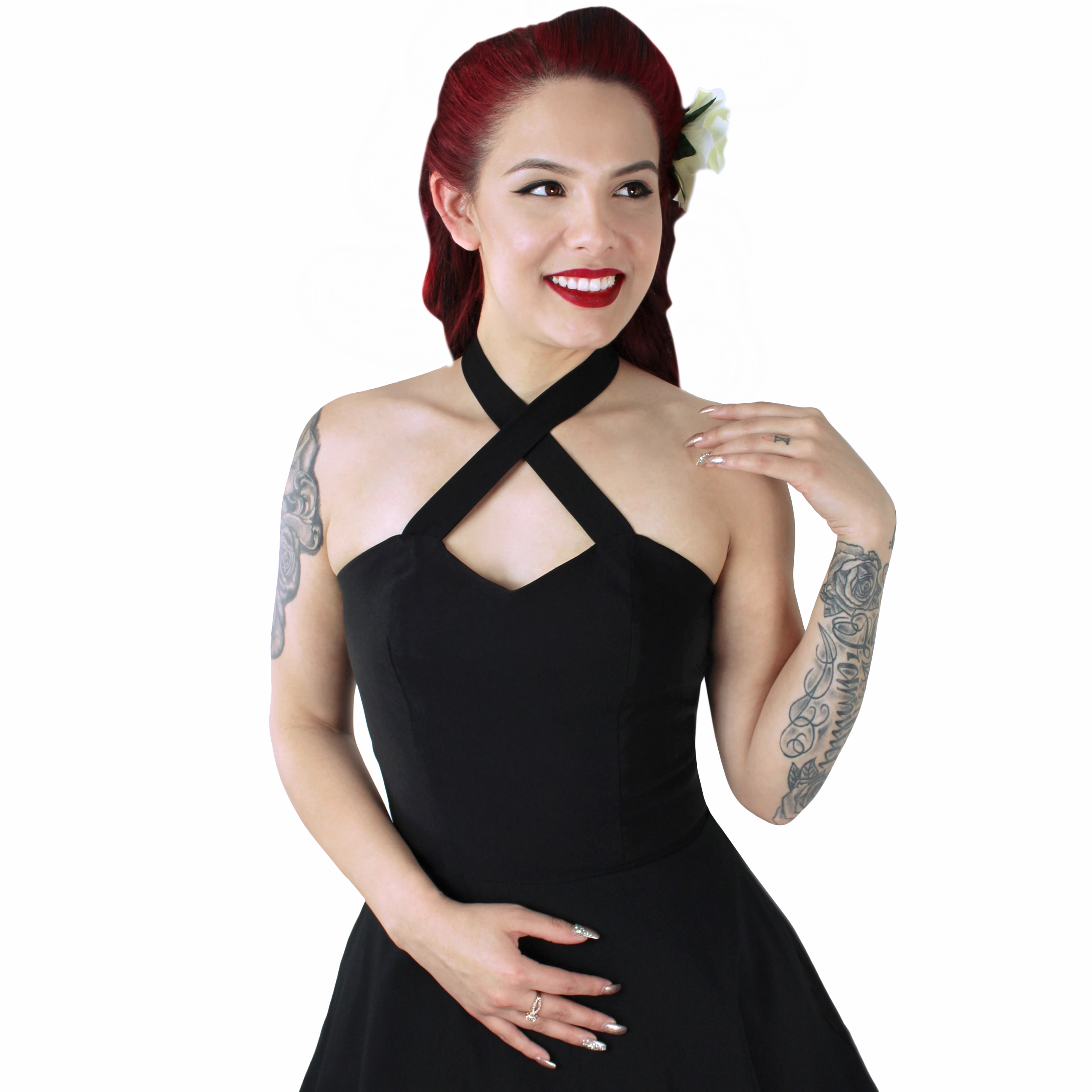 Smart Fit Black Criss Cross Halter Dress #BCCD