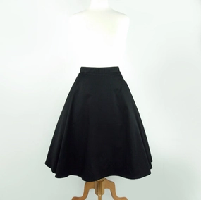 Double Stitched Tea length Black  Full  Circle  Skirt #FS-B643