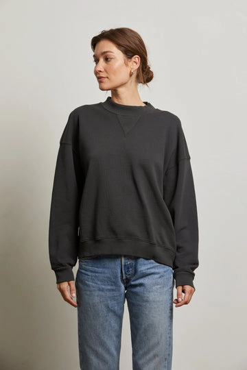 Casual Button-Down ribbed texture BLAKE FRENCH TERRY CREW NECK