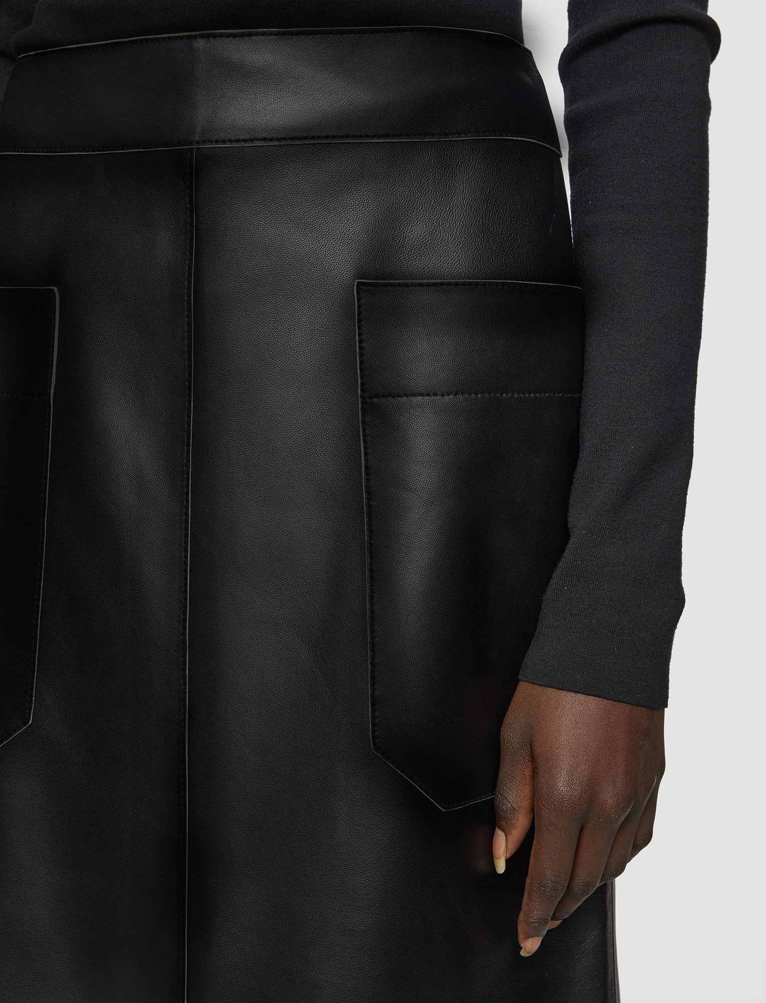Blomfield Nappa Leather Skirt Button Fastenings Mix Texture