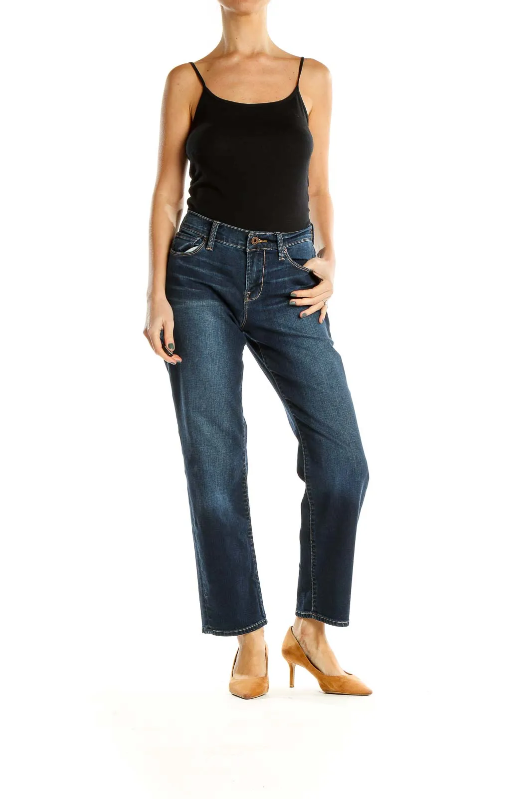 Blue Ankle Wide Leg Jeans