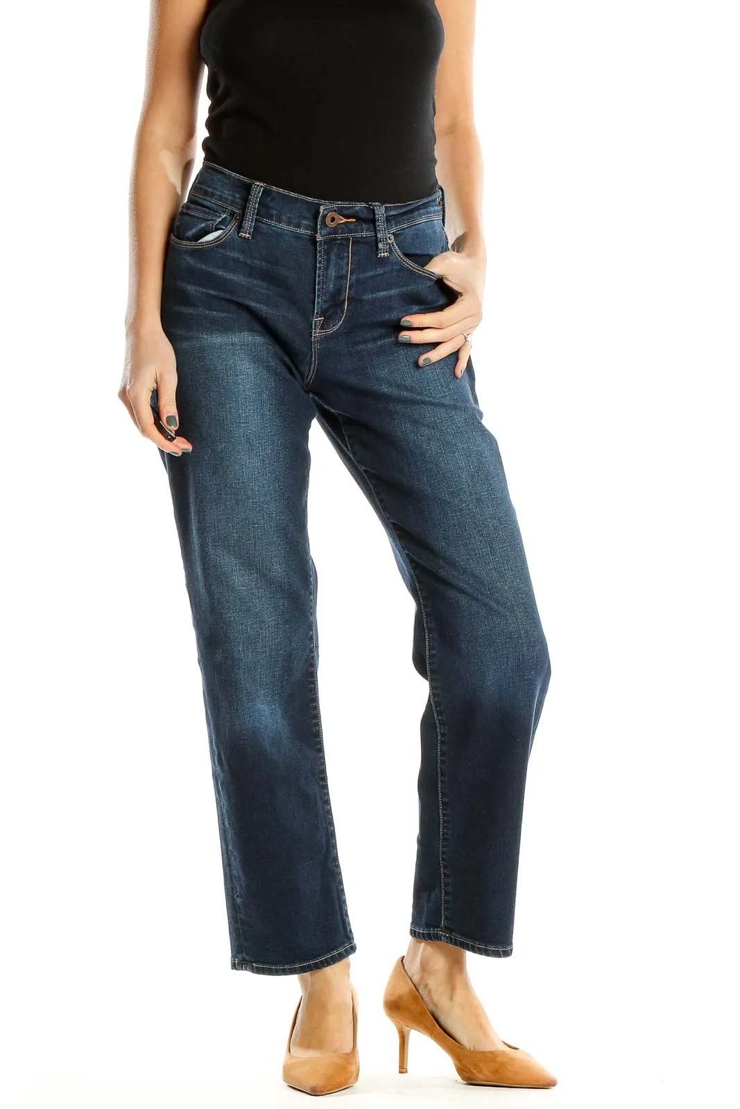 Blue Ankle Wide Leg Jeans