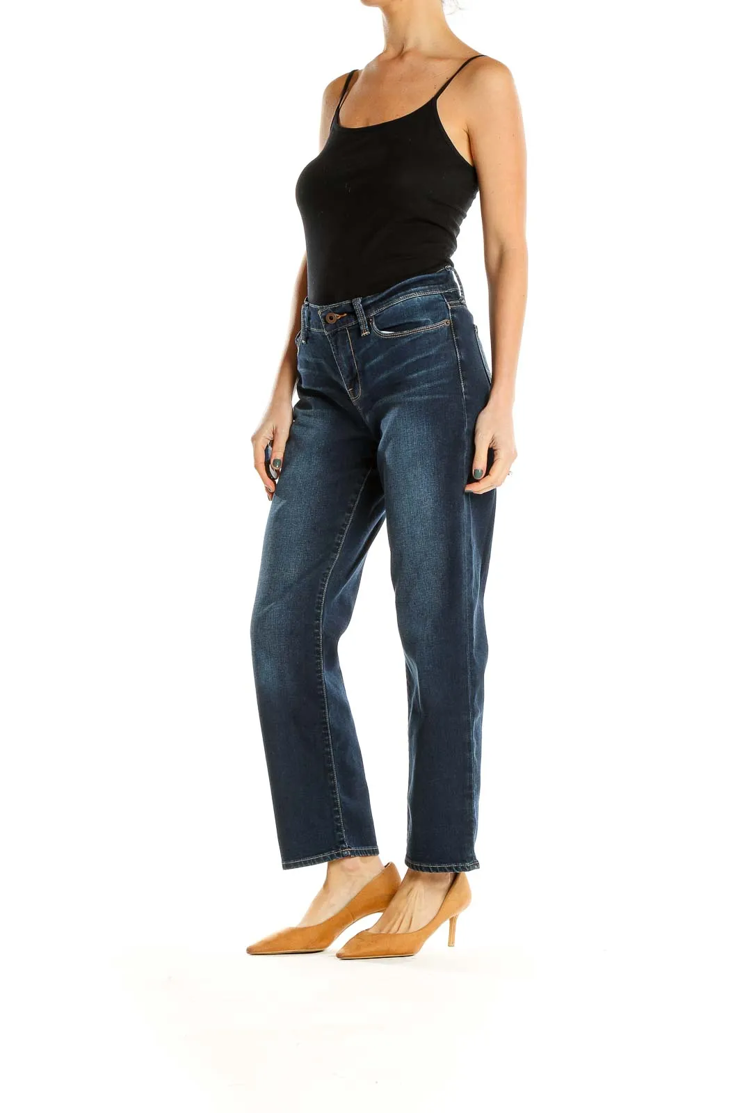 Blue Ankle Wide Leg Jeans