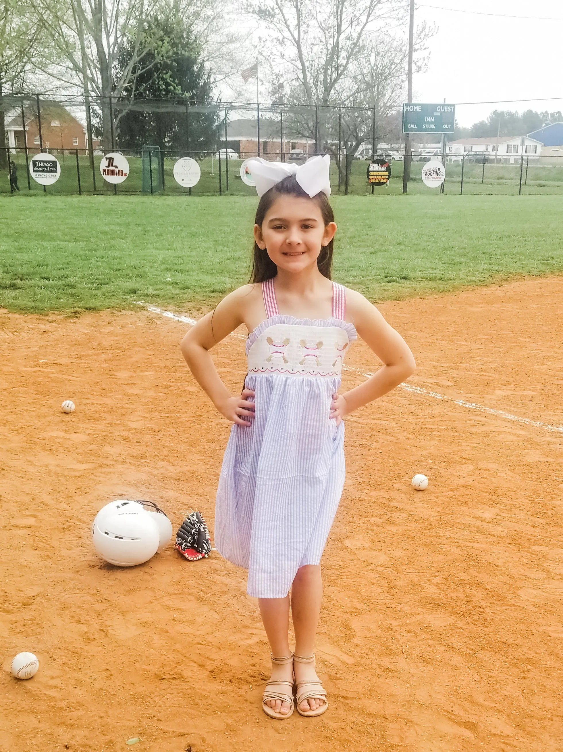 Blue Pinstriped Baseball Dress