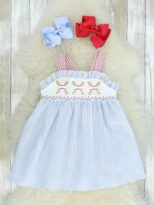Blue Pinstriped Baseball Dress