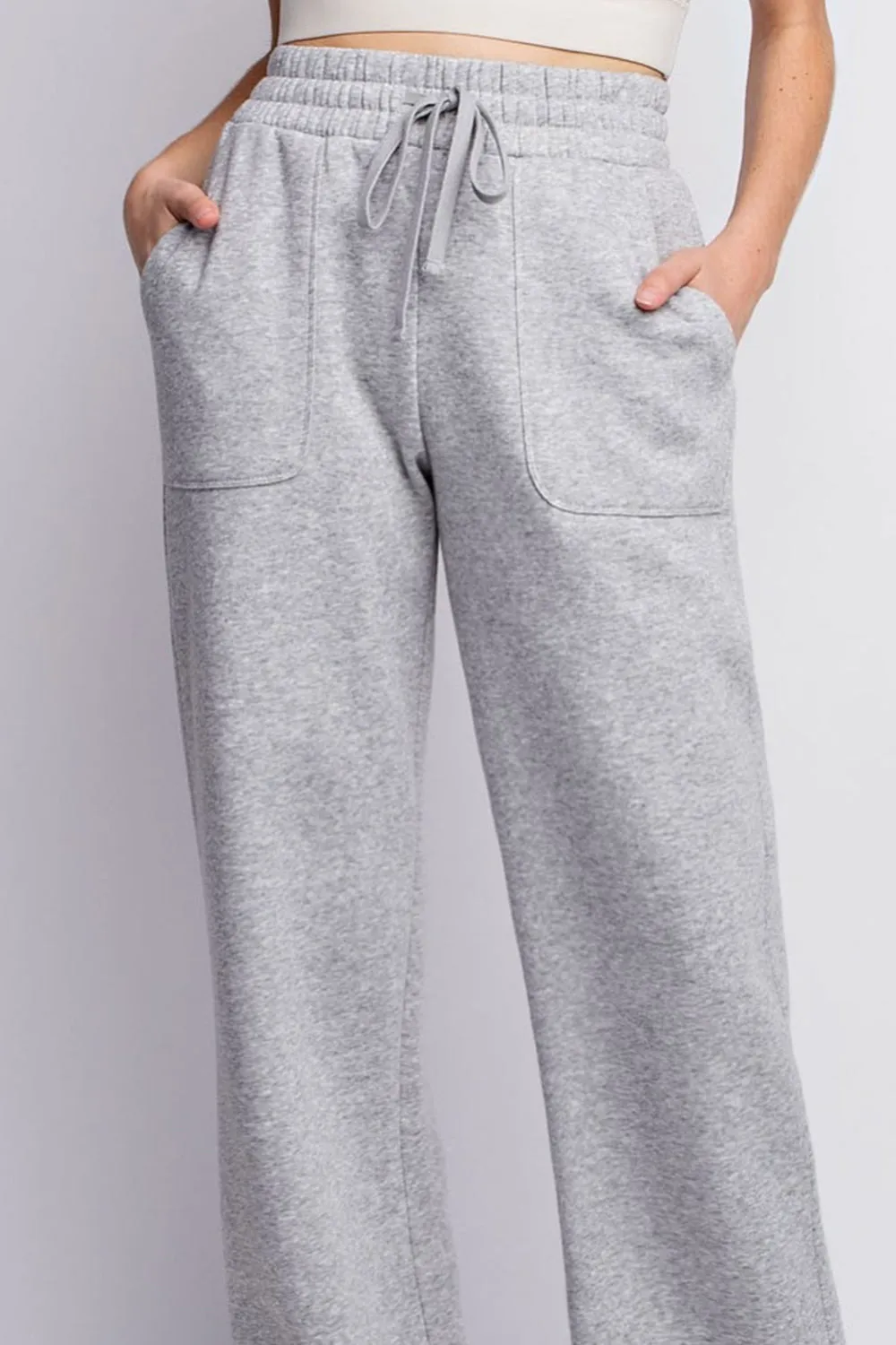 Blue Zone Planet |  Faith Apparel Full Size Drawstring Straight Leg Slit Sweatpants