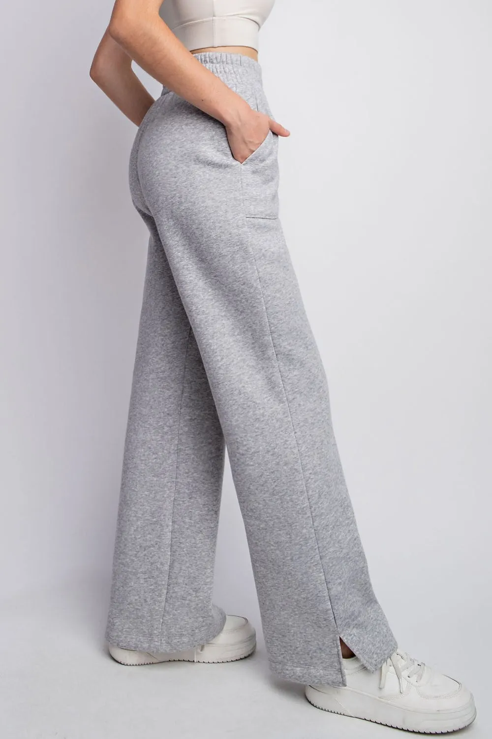 Blue Zone Planet |  Faith Apparel Full Size Drawstring Straight Leg Slit Sweatpants
