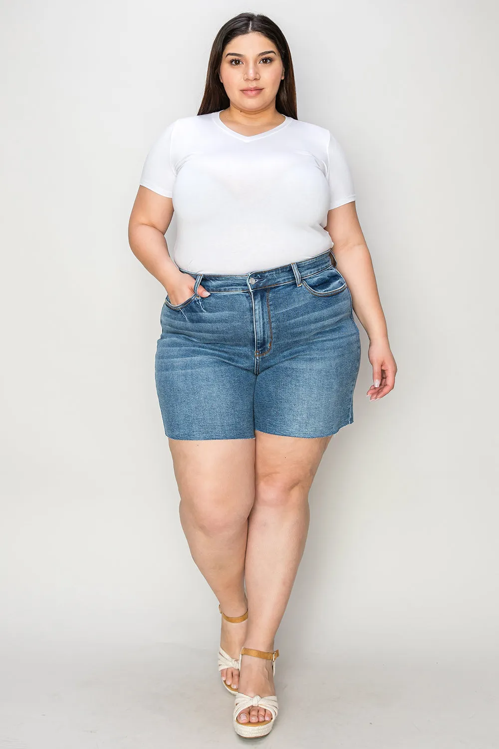 Blue Zone Planet |  Judy Blue Full Size High Waist Slim Denim Shorts