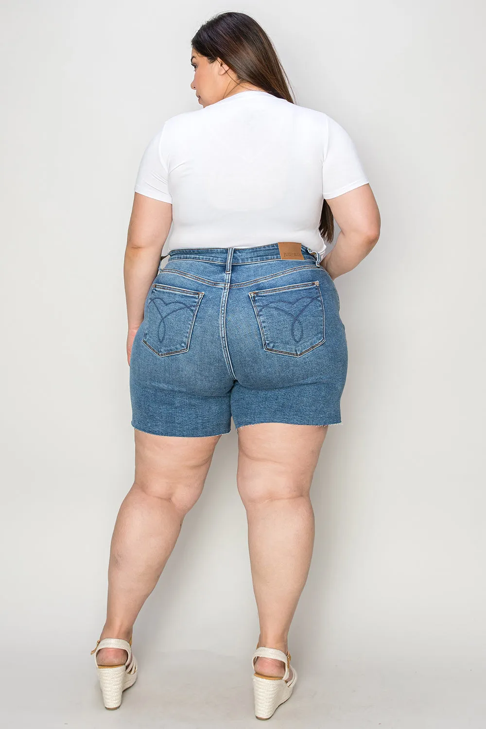 Blue Zone Planet |  Judy Blue Full Size High Waist Slim Denim Shorts