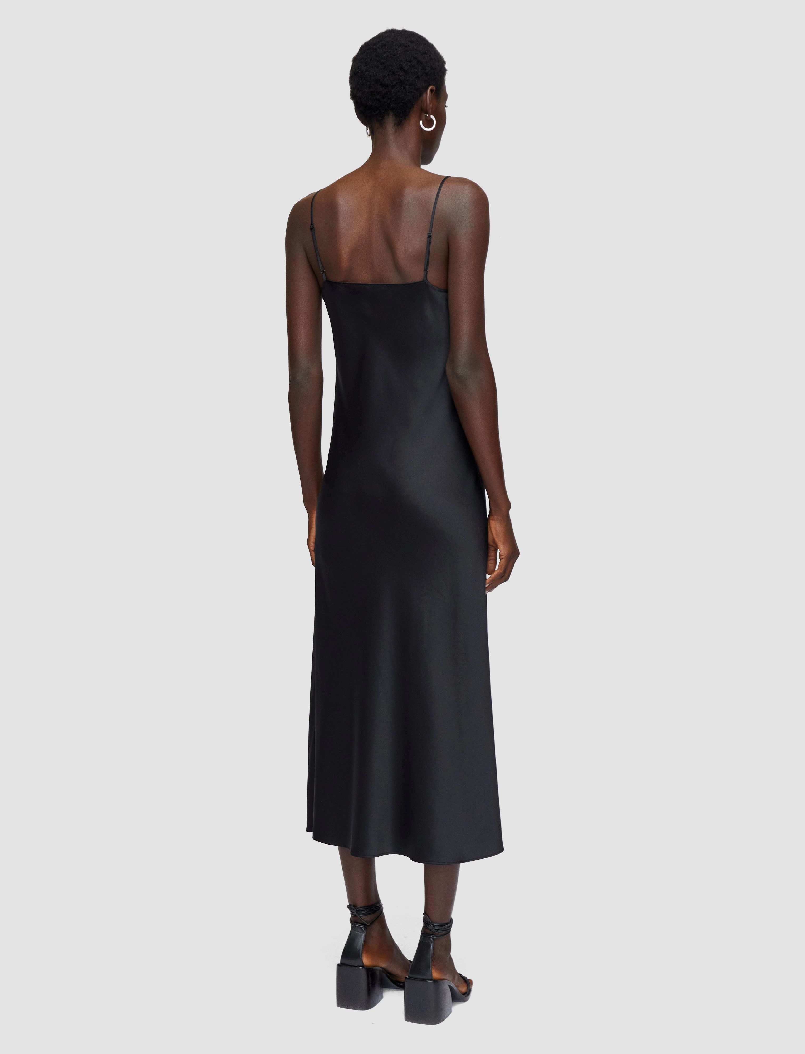 Slim Silhouette Subtle Touch Silk Satin Clea Dress