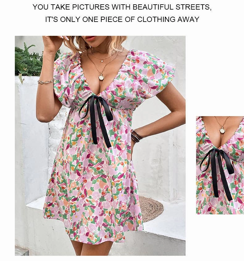 Fashionable Style DEEP V SEXY DRESS_CWDSD3493