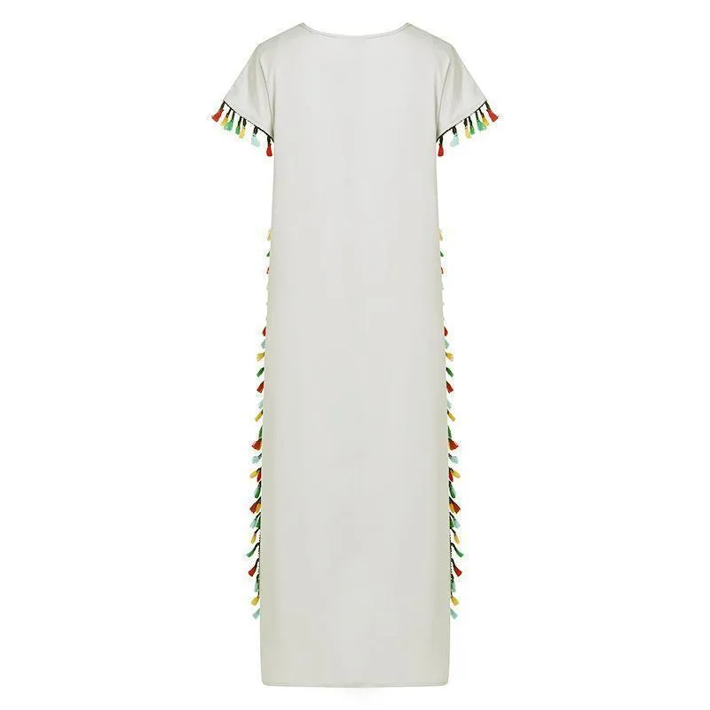 Bohemian Tassel Printed Dress Long Dress