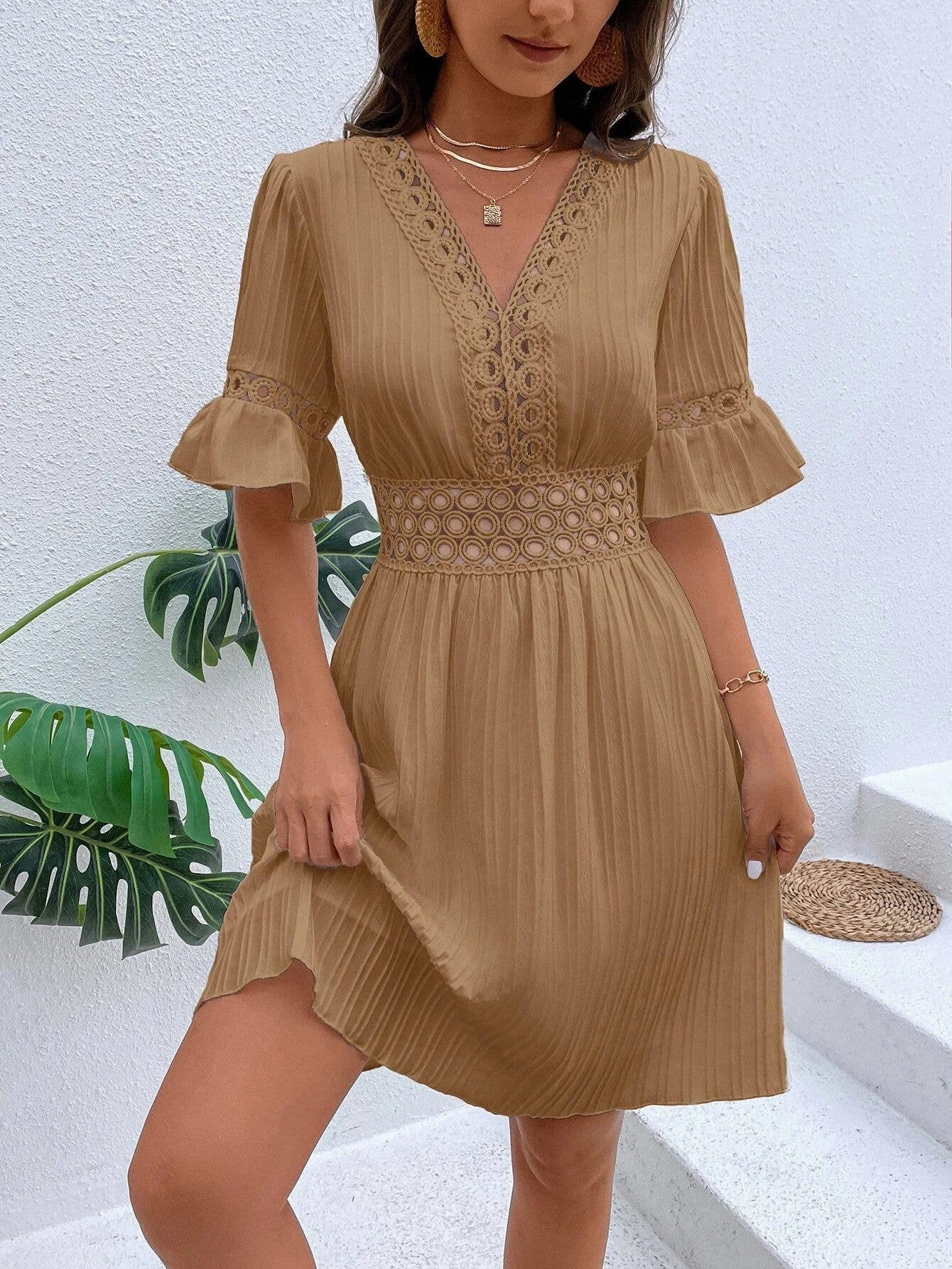 Elegant formal piece Bohemian Casual Ruffle Dress_CWDSD4029