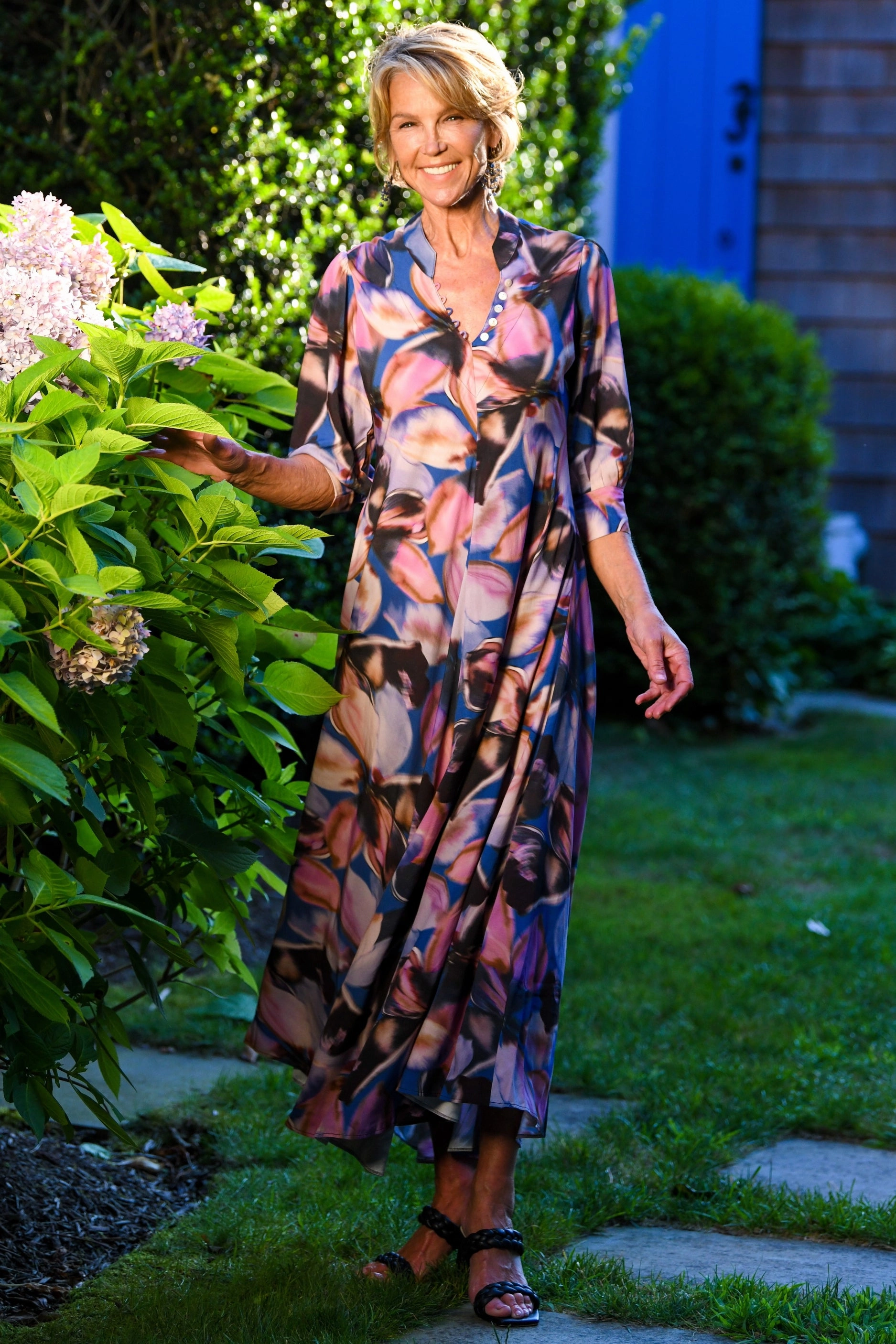 Quick-Dry Daphne Dress / Dusty Pink and Blue