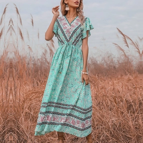 Sleek Wear BOHO FROCK WITH RUFFLED SLEEVES_CWDMD1955