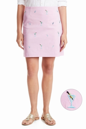 Year Round Style Smooth Motion Ali Skirt Stretch Twill Pink with Martini and Shaker