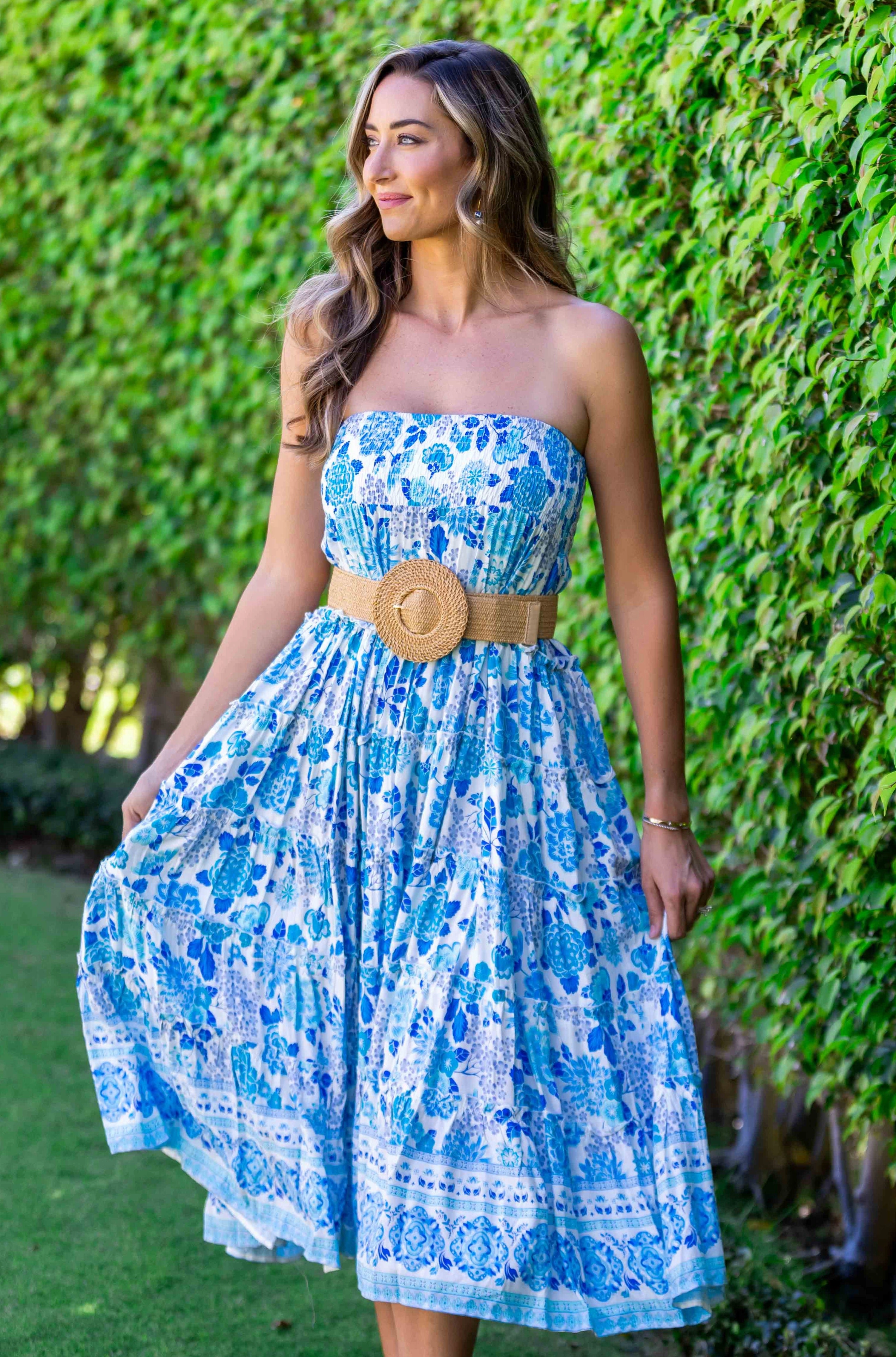 Daily Wear Non Irritating Seams Sundance Maxi Skirt / Cobalt Multi Floral