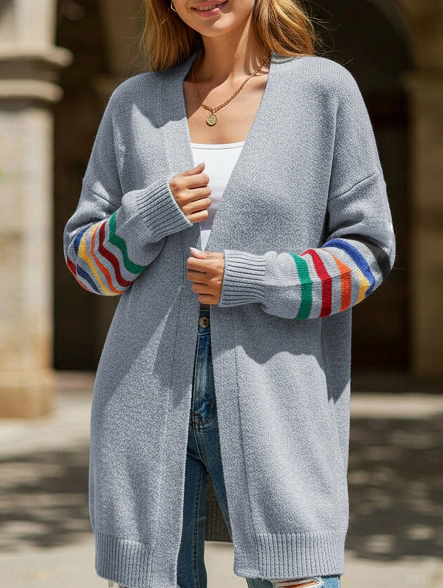 Casual patchwork knitted sweater AntiStaticFinish Casual Wear