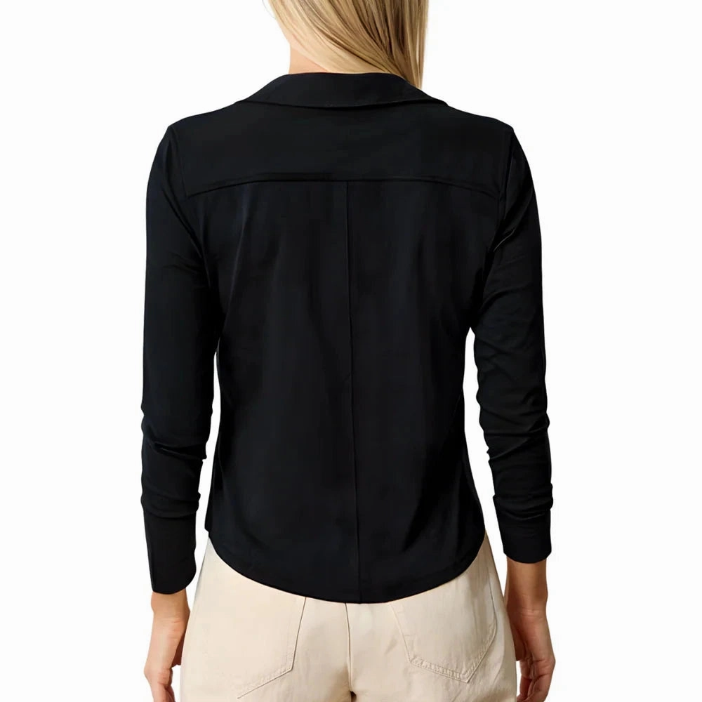 Split Collar Button Down Black Variable Tension Adjustment
