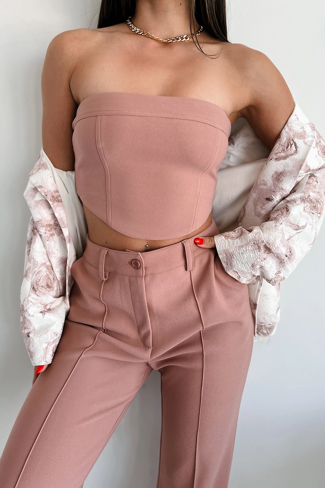 Quick Dry Material Boosted Confidence Back Lace-Up Tube Top (Terracotta)