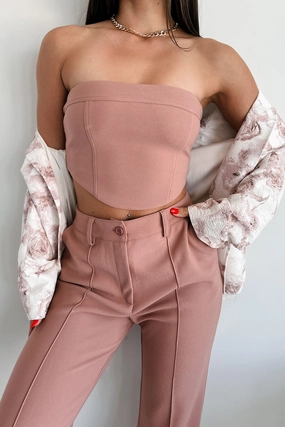 Boosted Confidence Back Lace-Up Tube Top (Terracotta) Formal Shirt