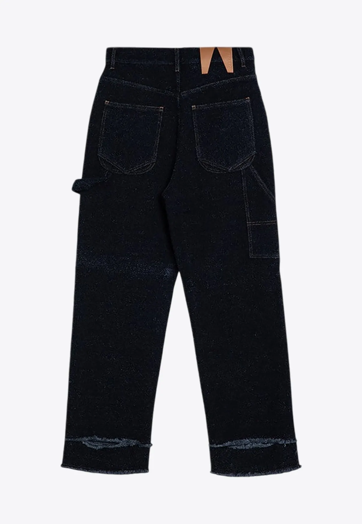 Bouclé Wide-Leg Frayed Jeans