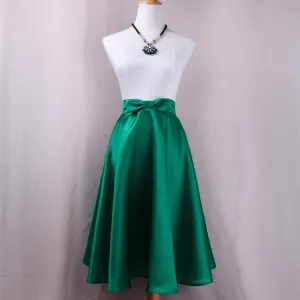 Bow Flare Europe High Waist Mid-Length A-Line Skirt