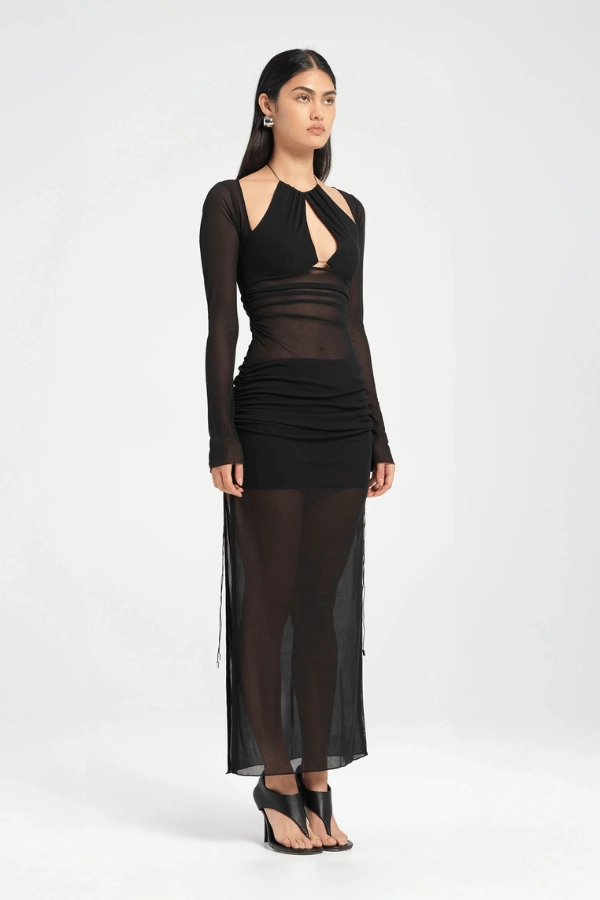 Sophisticated Elegance Ari Cutaway Dress Black
