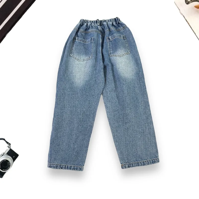 Boys Blue Rugged Loose Fit Jeans