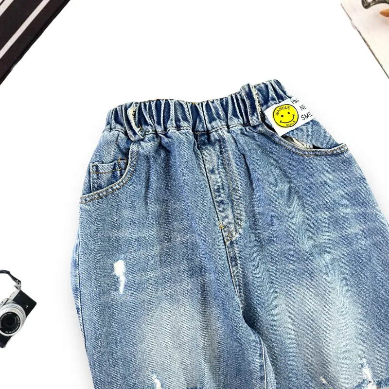 Boys Blue Rugged Loose Fit Jeans