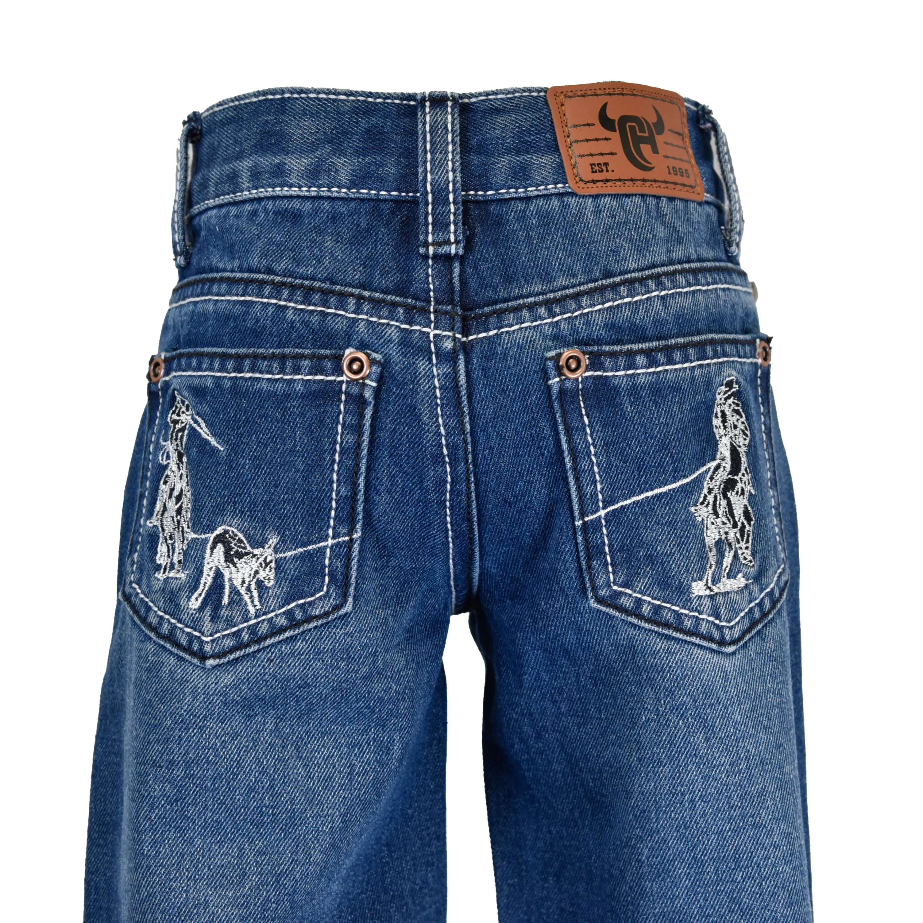 Boy's Team Roper Boot Cut Medium Wash Jeans 702041-450-JT