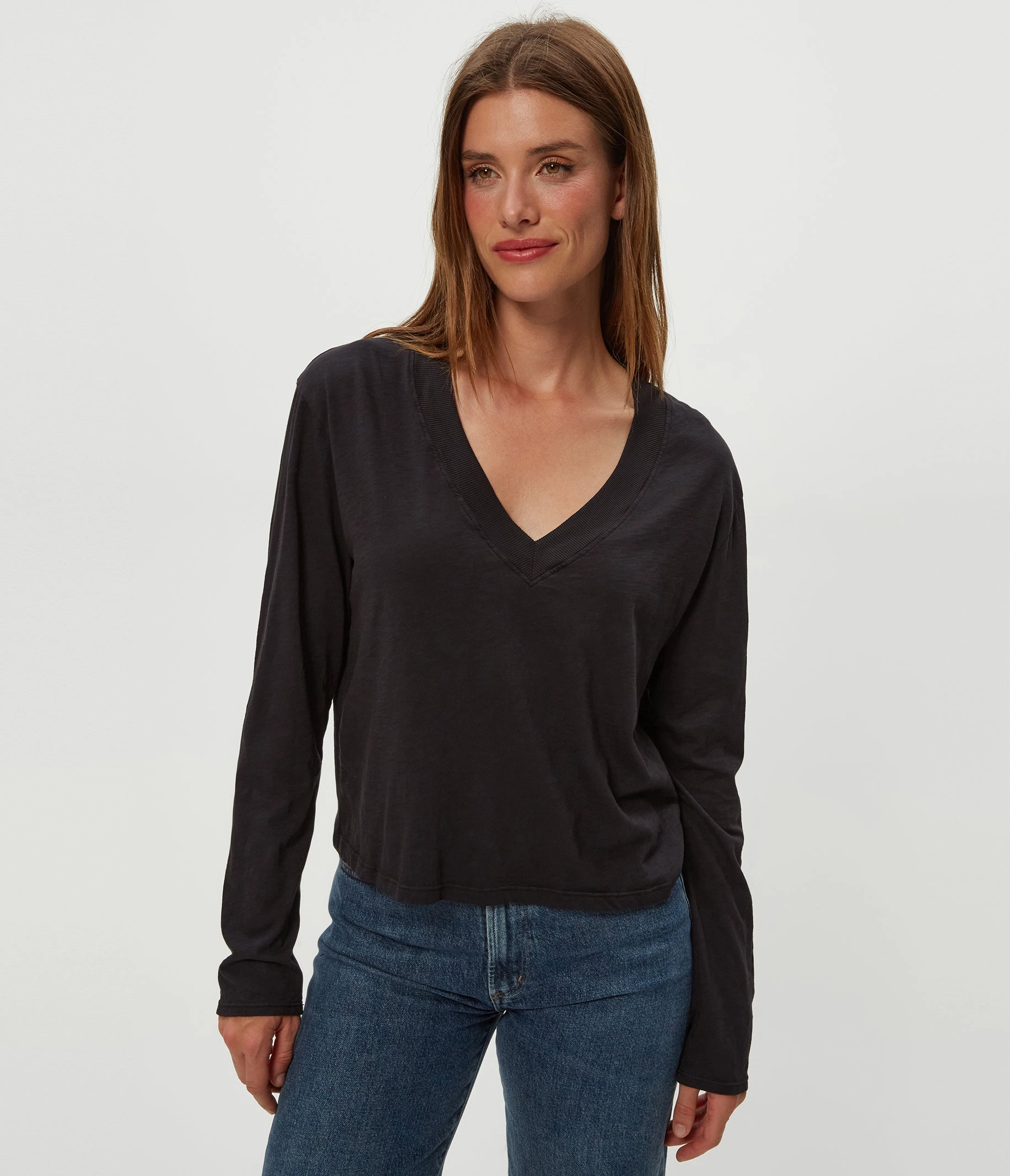 ReinforcedArmholes Hidden Zipper Pocket BREA SUPIMA SLUB LS VNECK