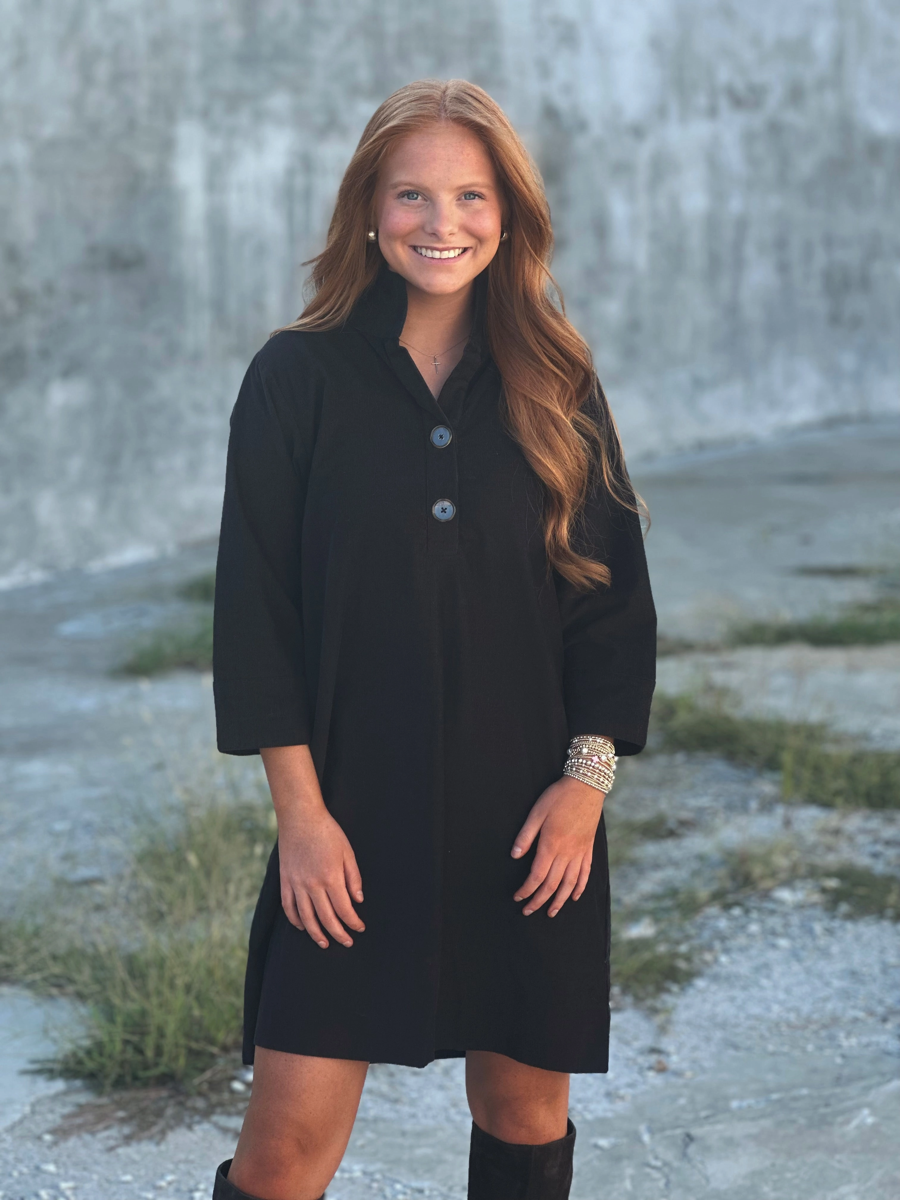 Holly Shae Arden Dress in Black Elegant Cut Neutral palette